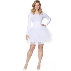 Spirit Halloween plus size white tutu mini dress w/ stretchy top fits 1X 2X 3X